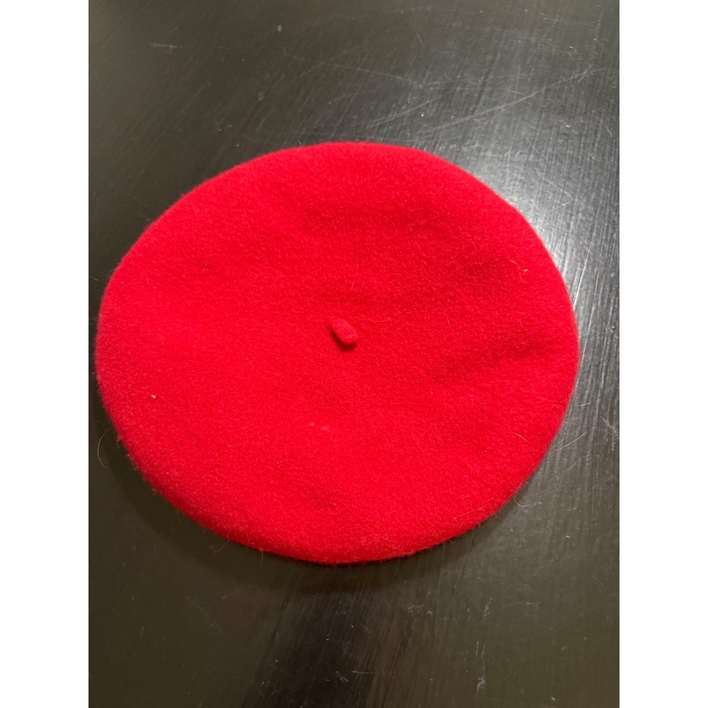 Solid Red Wool Blend Beret Parisian Style Winter Hat Women
